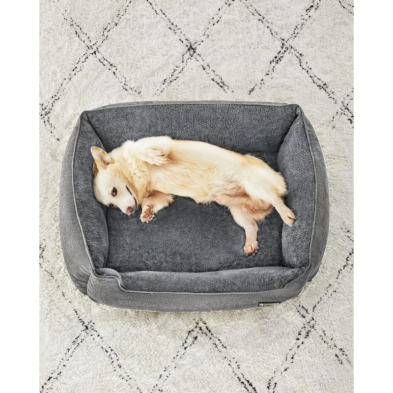 Petshop - Accesorii petshop - Culcusuri si custi - Culcusuri si saltele - Pat pentru caini, cu margini groase ridicate, antiderapant, husa detasabila, marime L, 90x75x25cm, gri - Infinity.ro