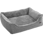 Petshop - Accesorii petshop - Culcusuri si custi - Culcusuri si saltele - Pat pentru caini, cu margini groase ridicate, antiderapant, husa detasabila, marime L, 90x75x25cm, gri - Infinity.ro