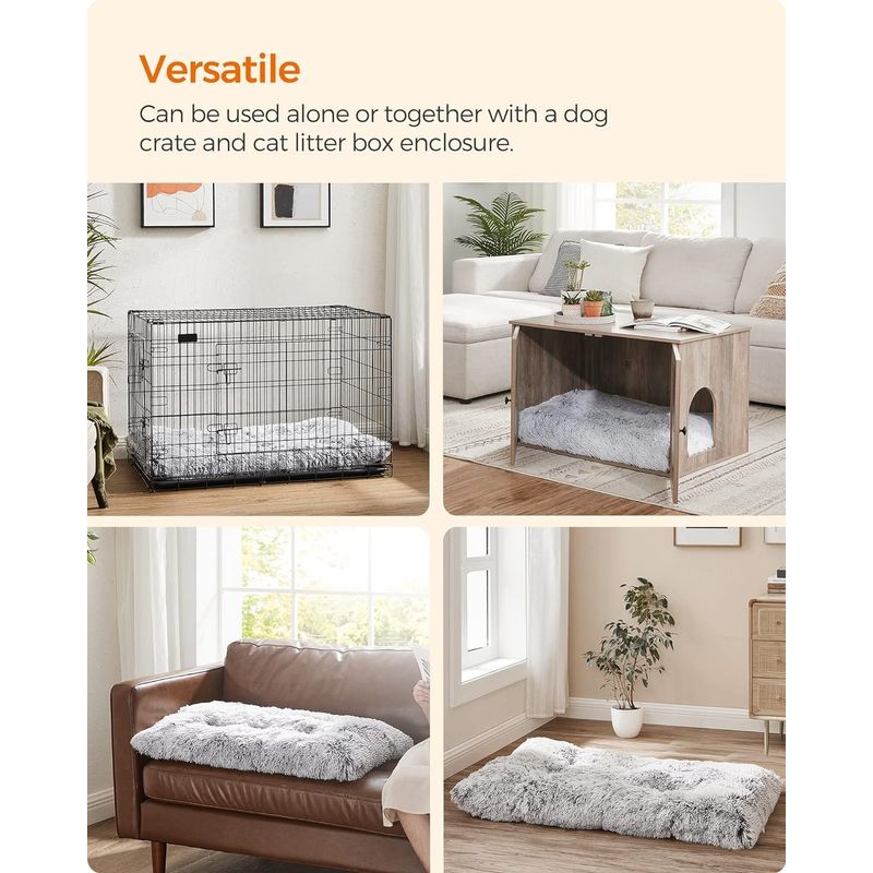 Petshop - Accesorii petshop - Culcusuri si custi - Culcusuri si saltele - Pat pufos pentru caini sau pisici, captuseala moale cu fir lung, lavabil la masina, XL, 110x73cm, gri deschis - Infinity.ro