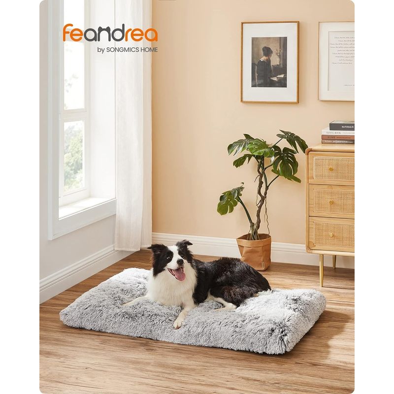 Petshop - Accesorii petshop - Culcusuri si custi - Culcusuri si saltele - Pat pufos pentru caini sau pisici, captuseala moale cu fir lung, lavabil la masina, XL, 110x73cm, gri deschis - Infinity.ro