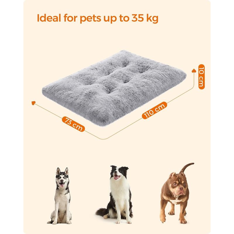 Petshop - Accesorii petshop - Culcusuri si custi - Culcusuri si saltele - Pat pufos pentru caini sau pisici, captuseala moale cu fir lung, lavabil la masina, XL, 110x73cm, gri deschis - Infinity.ro