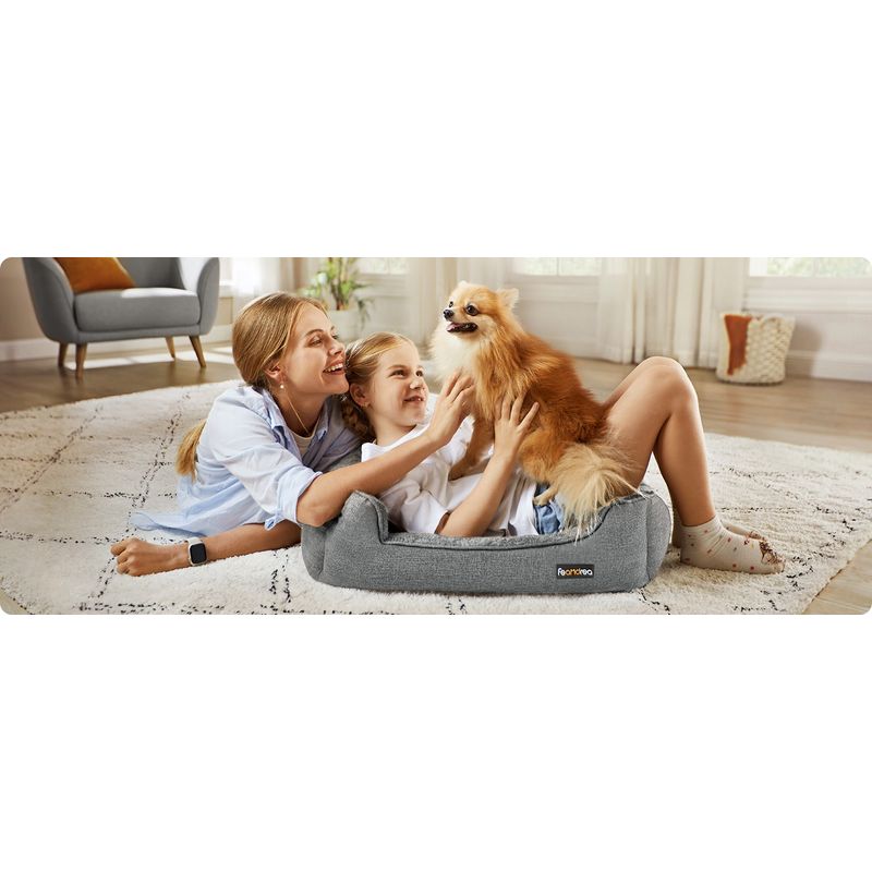 Petshop - Accesorii petshop - Culcusuri si custi - Culcusuri si saltele - Pat pentru caini, cu margini groase ridicate, antiderapant, husa detasabila, marime M, 70x55x21 cm, gri - Infinity.ro