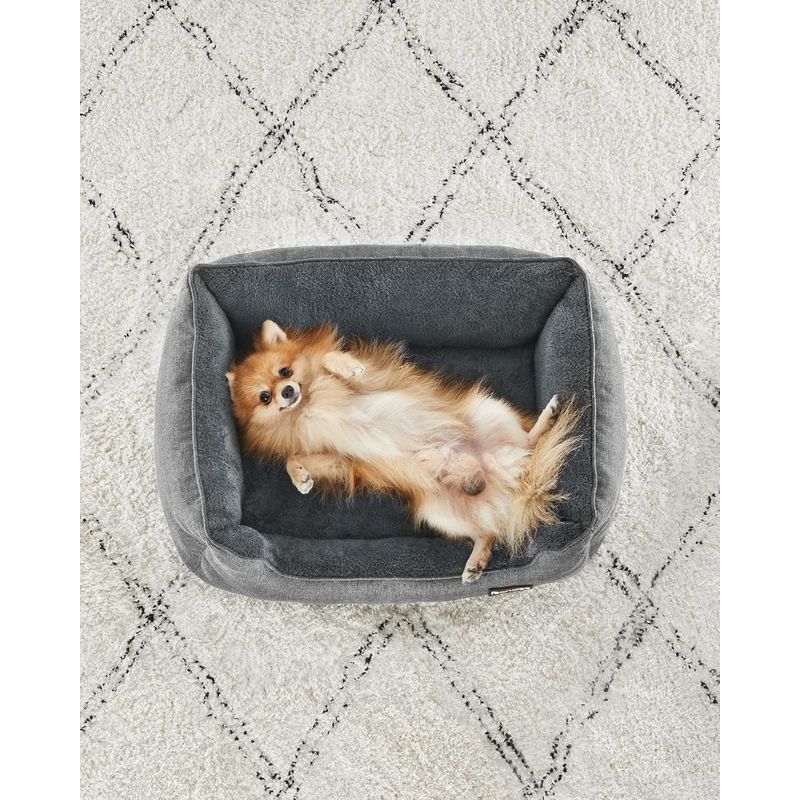 Petshop - Accesorii petshop - Culcusuri si custi - Culcusuri si saltele - Pat pentru caini, cu margini groase ridicate, antiderapant, husa detasabila, marime M, 70x55x21 cm, gri - Infinity.ro