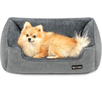 Petshop - Accesorii petshop - Culcusuri si custi - Culcusuri si saltele - Pat pentru caini, cu margini groase ridicate, antiderapant, husa detasabila, marime M, 70x55x21 cm, gri - Infinity.ro
