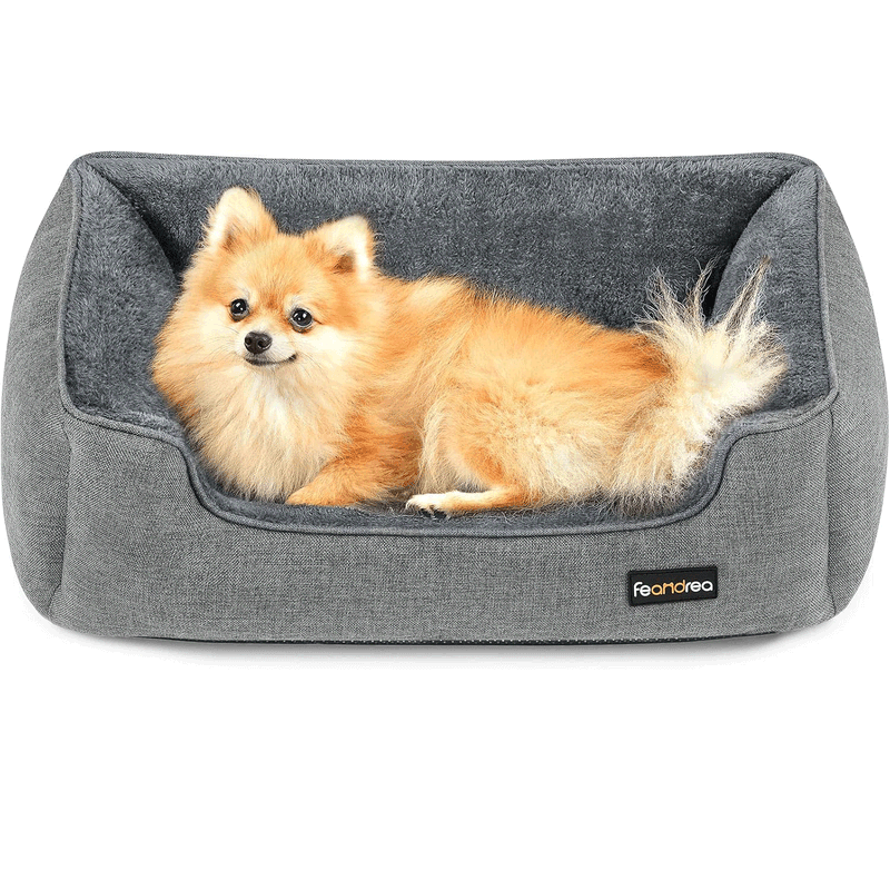 Petshop - Accesorii petshop - Culcusuri si custi - Culcusuri si saltele - Pat pentru caini, cu margini groase ridicate, antiderapant, husa detasabila, marime M, 70x55x21 cm, gri - Infinity.ro