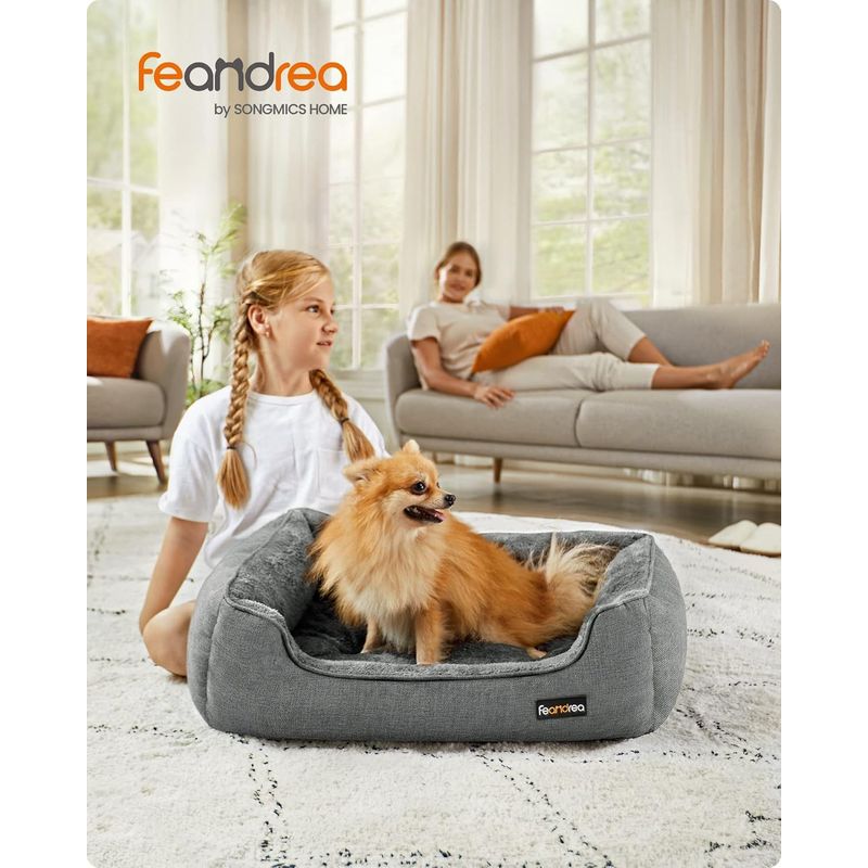 Petshop - Accesorii petshop - Culcusuri si custi - Culcusuri si saltele - Pat pentru caini, cu margini groase ridicate, antiderapant, husa detasabila, marime M, 70x55x21 cm, gri - Infinity.ro