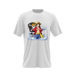 Fashion, accesorii si bijuterii - Barbati - Imbracaminte - Tricouri si bluze barbati - Tricou barbati One Piece Steag Pirati Monkey D Luffy, alb, marime 2XL - Infinity.ro