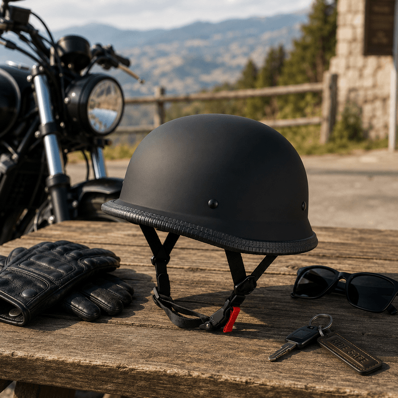 Auto si Moto - Moto - Echipamente protectie moto - Casti moto - Casca Moto/Scuter FIXATO Retro German, Interior Confortabil, Prindere rapida, Negru Mat, XXL 63-64cm - Infinity.ro