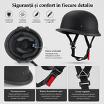 Auto si Moto - Moto - Echipamente protectie moto - Casti moto - Casca Moto/Scuter FIXATO Retro German, Interior Confortabil, Prindere rapida, Negru Mat, XXL 63-64cm - Infinity.ro