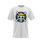 Fashion, accesorii si bijuterii - Barbati - Imbracaminte - Tricouri si bluze barbati - Tricou barbati One Piece Crew Logo Monkey D Luffy Anime Manga, alb, marime 2XL - Infinity.ro