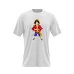 Fashion, accesorii si bijuterii - Barbati - Imbracaminte - Tricouri si bluze barbati - Tricou barbati One Piece Pirat Monkey D Luffy Salut, alb, marime 2XL - Infinity.ro