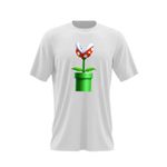 Fashion, accesorii si bijuterii - Barbati - Imbracaminte - Tricouri si bluze barbati - Tricou barbati Planta Carnivora Super Mario Bros Video Game, alb, marime 2XL - Infinity.ro