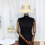 Fashion, accesorii si bijuterii - Femei - Accesorii femei - Caciuli si palarii femei - Palarie de soare, dama, ButicCochet, din paie, marime 56 cm / reglabila, cu bor mare, banda decorativa, Bej - PAL870 - Infinity.ro