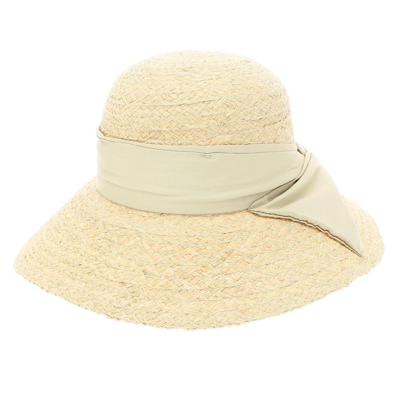 Fashion, accesorii si bijuterii - Femei - Accesorii femei - Caciuli si palarii femei - Palarie de soare, dama, ButicCochet, din paie, marime 56 cm / reglabila, cu bor mare, banda decorativa, Bej - PAL870 - Infinity.ro