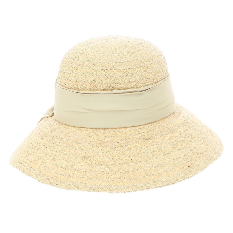Fashion, accesorii si bijuterii - Femei - Accesorii femei - Caciuli si palarii femei - Palarie de soare, dama, ButicCochet, din paie, marime 56 cm / reglabila, cu bor mare, banda decorativa, Bej - PAL870 - Infinity.ro
