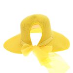 Fashion, accesorii si bijuterii - Femei - Accesorii femei - Caciuli si palarii femei - Palarie de soare, dama, Anoul, din paie de hartie, marime universala/ reglabila, cu banda textila decorativa, Galben - PAL846 - Infinity.ro
