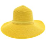 Fashion, accesorii si bijuterii - Femei - Accesorii femei - Caciuli si palarii femei - Palarie de soare, dama, Anoul, din paie de hartie, marime universala/ reglabila, cu banda textila decorativa, Galben - PAL846 - Infinity.ro