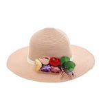 Fashion, accesorii si bijuterii - Femei - Accesorii femei - Caciuli si palarii femei - Palarie de soare, dama, Anoul, din paie de hartie, marime universala/ reglabila, cu flori decorative, Roz - PAL851 - Infinity.ro