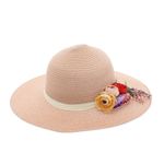 Fashion, accesorii si bijuterii - Femei - Accesorii femei - Caciuli si palarii femei - Palarie de soare, dama, Anoul, din paie de hartie, marime universala/ reglabila, cu flori decorative, Roz - PAL851 - Infinity.ro