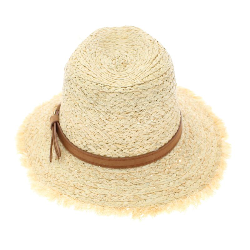 Fashion, accesorii si bijuterii - Femei - Accesorii femei - Caciuli si palarii femei - Palarie de soare, dama, ButicCochet, din paie, marime 56 cm / reglabila, cu bor mic, banda decorativa, Bej - PAL869 - Infinity.ro