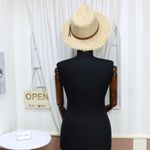 Fashion, accesorii si bijuterii - Femei - Accesorii femei - Caciuli si palarii femei - Palarie de soare, dama, ButicCochet, din paie, marime 56 cm / reglabila, cu bor mic, banda decorativa, Bej - PAL869 - Infinity.ro