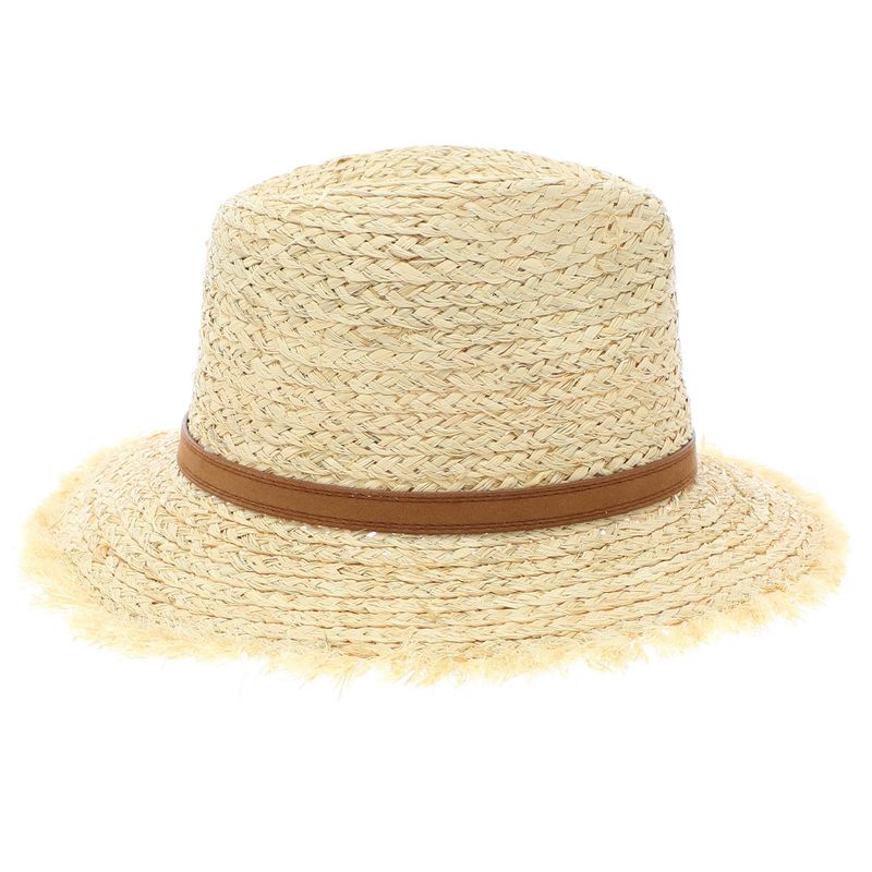 Fashion, accesorii si bijuterii - Femei - Accesorii femei - Caciuli si palarii femei - Palarie de soare, dama, ButicCochet, din paie, marime 56 cm / reglabila, cu bor mic, banda decorativa, Bej - PAL869 - Infinity.ro