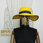 Fashion, accesorii si bijuterii - Femei - Accesorii femei - Caciuli si palarii femei - Palarie de soare, dama, Anoul, Galben cu bleumarin, marime reglabila - PAL413 - Infinity.ro