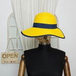 Fashion, accesorii si bijuterii - Femei - Accesorii femei - Caciuli si palarii femei - Palarie de soare, dama, Anoul, Galben cu bleumarin, marime reglabila - PAL413 - Infinity.ro