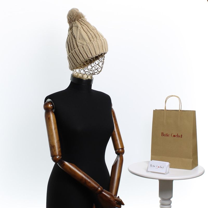 Fashion, accesorii si bijuterii - Femei - Accesorii femei - Caciuli si palarii femei - Caciula dama, ButicCochet, 70% viscoza 30% lana, one size, Bej - FES270 - Infinity.ro