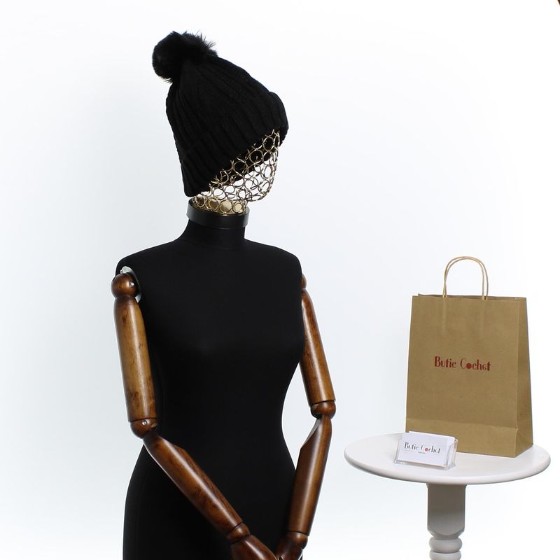 Fashion, accesorii si bijuterii - Femei - Accesorii femei - Caciuli si palarii femei - Caciula dama, ButicCochet, 70% viscoza 30% lana, one size, Negru - FES266 - Infinity.ro