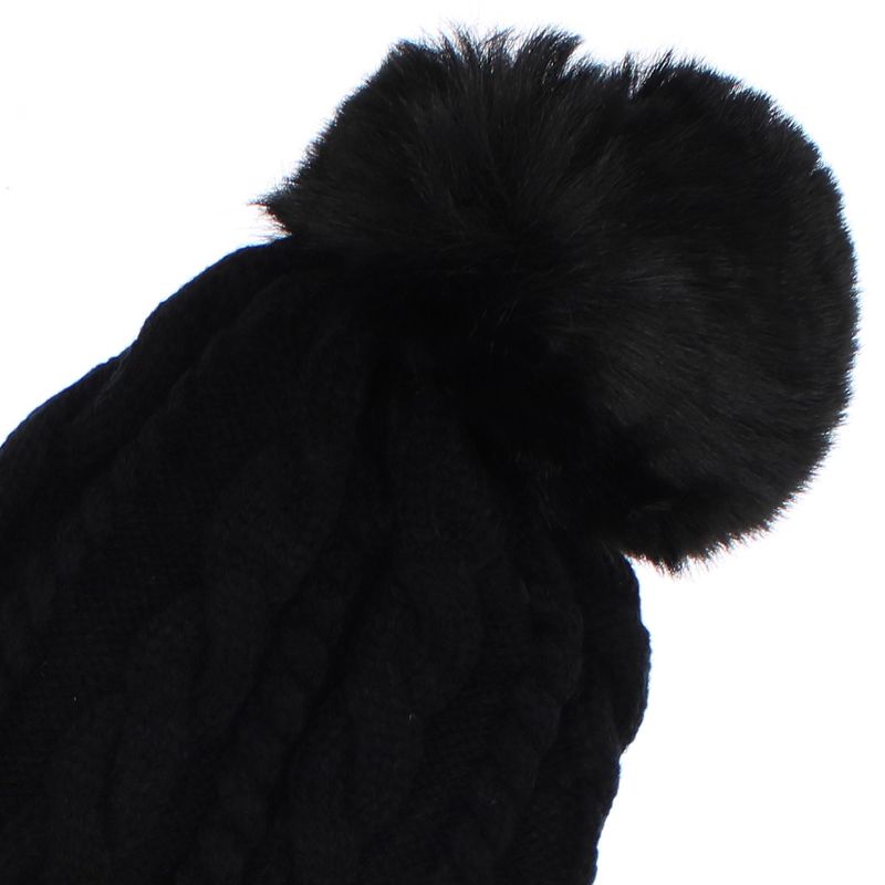 Fashion, accesorii si bijuterii - Femei - Accesorii femei - Caciuli si palarii femei - Caciula dama, tricotata, ButicCochet, 70% viscoza 30% lana, cu ciucure, one size, Negru - FES283 - Infinity.ro