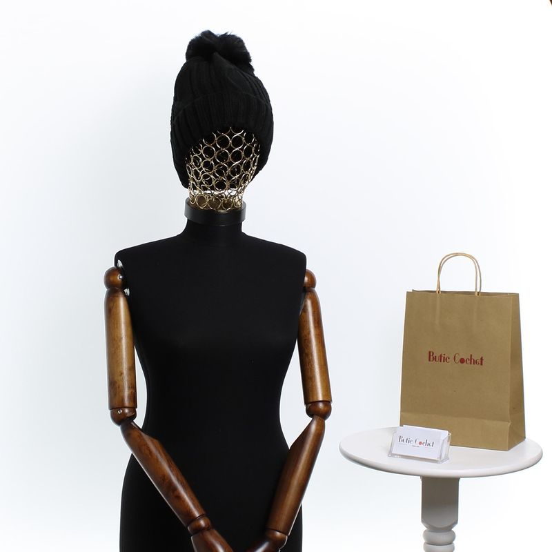 Fashion, accesorii si bijuterii - Femei - Accesorii femei - Caciuli si palarii femei - Caciula dama, ButicCochet, 70% viscoza 30% lana, one size, Negru - FES266 - Infinity.ro