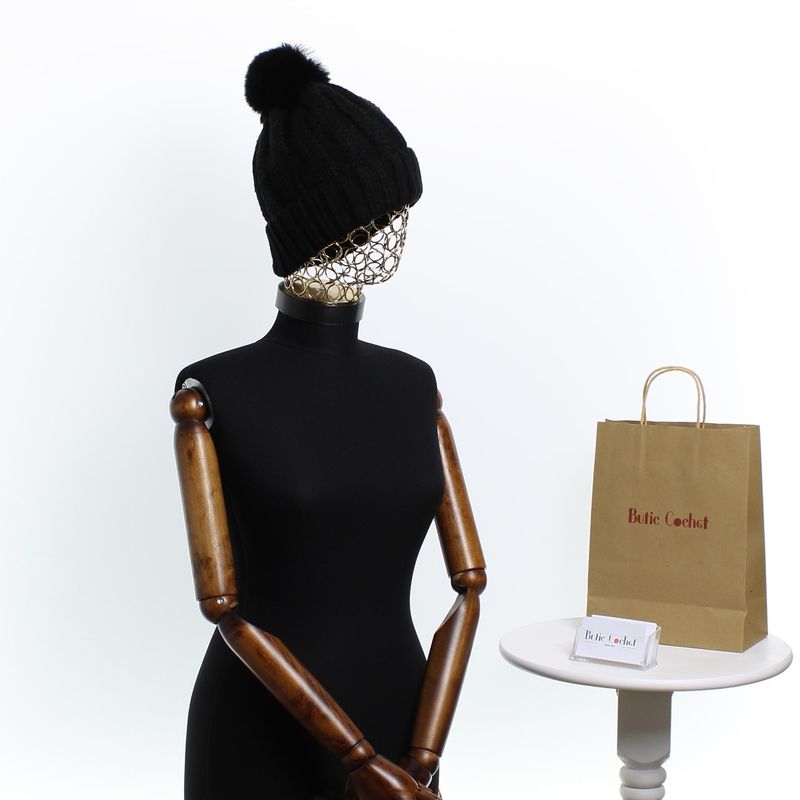 Fashion, accesorii si bijuterii - Femei - Accesorii femei - Caciuli si palarii femei - Caciula dama, ButicCochet, 70% viscoza 30% lana, tricotat, one size, Negru - FES258 - Infinity.ro