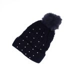Fashion, accesorii si bijuterii - Femei - Accesorii femei - Caciuli si palarii femei - Caciula dama, ButicCochet, din 70% viscoza 30% lana, model cu perle, one size, Bleumarin - FES237 - Infinity.ro