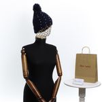 Fashion, accesorii si bijuterii - Femei - Accesorii femei - Caciuli si palarii femei - Caciula dama, ButicCochet, din 70% viscoza 30% lana, model cu perle, one size, Bleumarin - FES237 - Infinity.ro