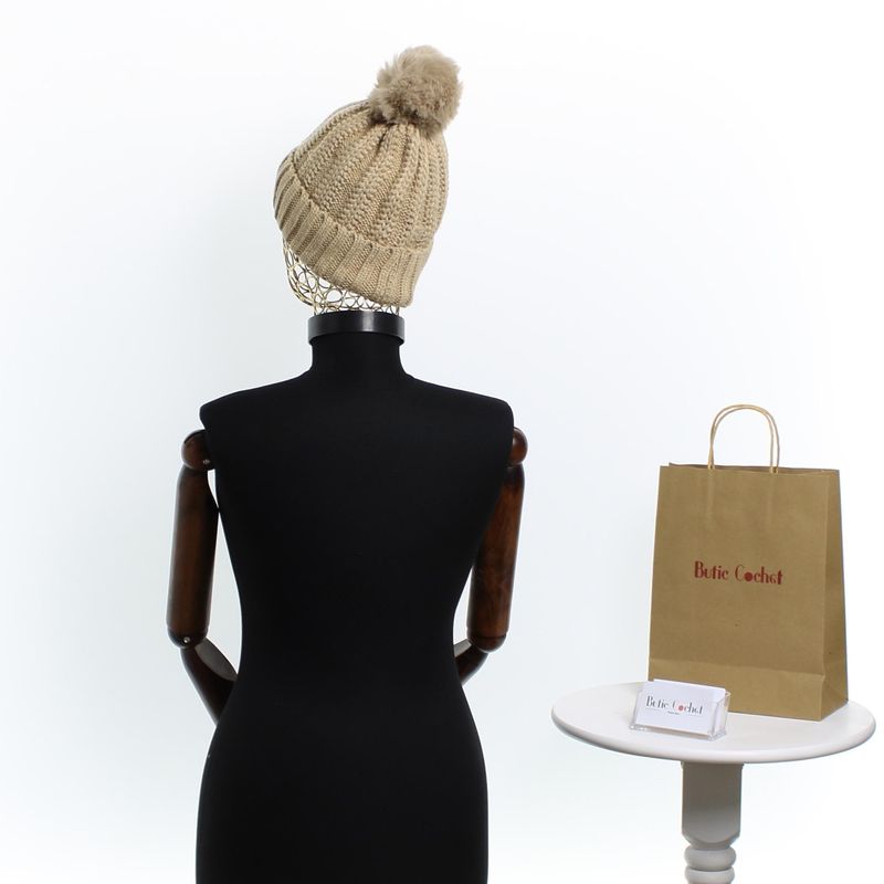 Fashion, accesorii si bijuterii - Femei - Accesorii femei - Caciuli si palarii femei - Caciula dama, ButicCochet, 70% viscoza 30% lana, tricotat, one size, Bej - FES259 - Infinity.ro