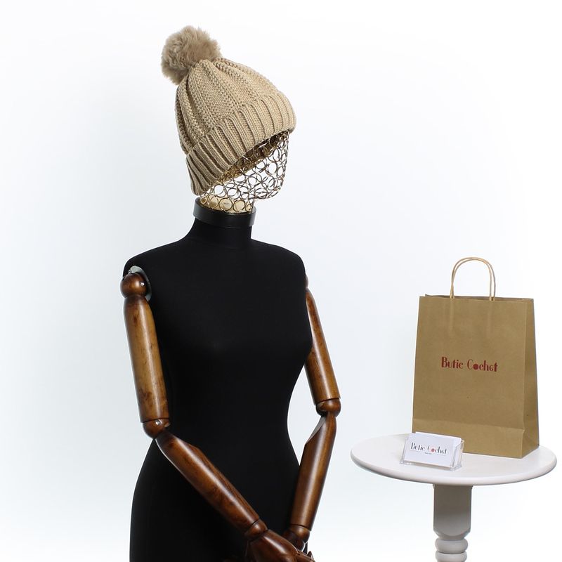 Fashion, accesorii si bijuterii - Femei - Accesorii femei - Caciuli si palarii femei - Caciula dama, ButicCochet, 70% viscoza 30% lana, tricotat, one size, Bej - FES259 - Infinity.ro
