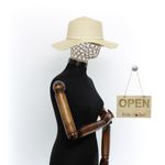 Fashion, accesorii si bijuterii - Femei - Accesorii femei - Caciuli si palarii femei - Palarie de soare, Dama, Buticcochet, din paie de hartie, cu snur decorativ, Bej - PAL1583 - Infinity.ro