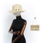 Fashion, accesorii si bijuterii - Femei - Accesorii femei - Caciuli si palarii femei - Palarie de soare, Dama, Buticcochet, din paie de hartie, cu snur decorativ, Bej - PAL1583 - Infinity.ro