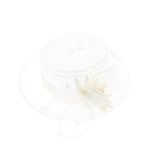 Fashion, accesorii si bijuterii - Femei - Accesorii femei - Caciuli si palarii femei - Palarie de soare, Dama, Buticcochet, din material textil, cu fundita si floare, Alb - PAL1572 - Infinity.ro