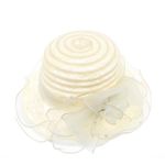 Fashion, accesorii si bijuterii - Femei - Accesorii femei - Caciuli si palarii femei - Palarie de soare, Dama, Buticcochet, din material textil, cu fundita, Crem - PAL1579 - Infinity.ro