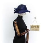 Fashion, accesorii si bijuterii - Femei - Accesorii femei - Caciuli si palarii femei - Palarie de soare, Dama, Buticcochet, din material textil, cu fundita, Bleumarin - PAL1576 - Infinity.ro