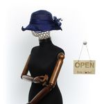 Fashion, accesorii si bijuterii - Femei - Accesorii femei - Caciuli si palarii femei - Palarie de soare, Dama, Buticcochet, din material textil, cu fundita, Bleumarin - PAL1576 - Infinity.ro