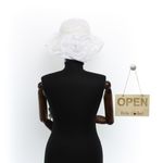 Fashion, accesorii si bijuterii - Femei - Accesorii femei - Caciuli si palarii femei - Palarie de soare, Dama, Buticcochet, din paie de hartie, cu snur decorativ, Alb - PAL1582 - Infinity.ro