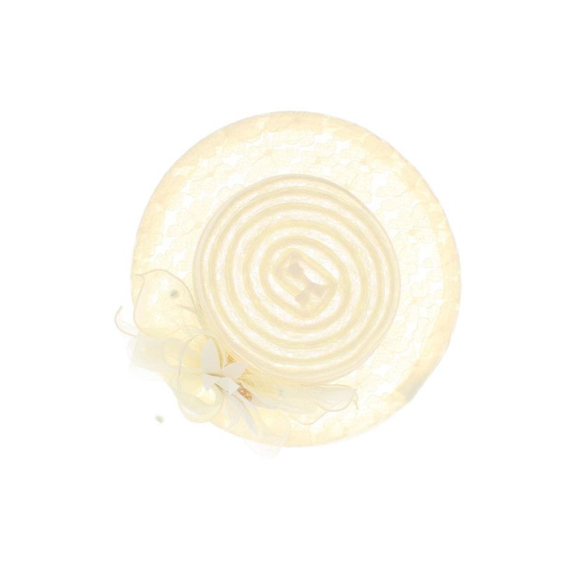 Fashion, accesorii si bijuterii - Femei - Accesorii femei - Caciuli si palarii femei - Palarie de soare, Dama, Buticcochet, din material textil, cu fundita si floare, Crem - PAL1569 - Infinity.ro