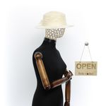 Fashion, accesorii si bijuterii - Femei - Accesorii femei - Caciuli si palarii femei - Palarie de soare, Dama, Buticcochet, din material textil, cu fundita si floare, Crem - PAL1569 - Infinity.ro