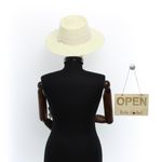 Fashion, accesorii si bijuterii - Femei - Accesorii femei - Caciuli si palarii femei - Palarie de soare, dama, ButicCochet, din paie de hartie, marime 59 cm / reglabila, cu bor mare, banda textila crem - PAL1565 - Infinity.ro