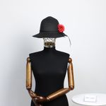 Fashion, accesorii si bijuterii - Femei - Accesorii femei - Caciuli si palarii femei - Palarie de soare, dama, Anoul, din paie de hartie, marime universala/ reglabila, cu flori decorative, Negru - PAL1367 - Infinity.ro