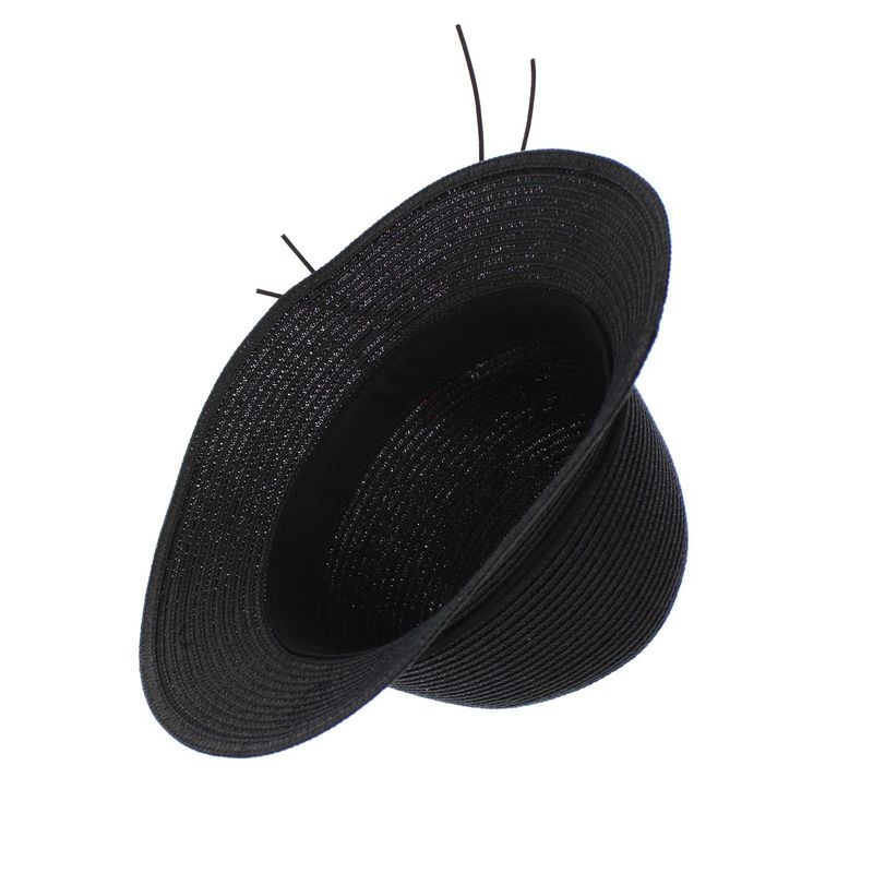 Fashion, accesorii si bijuterii - Femei - Accesorii femei - Caciuli si palarii femei - Palarie de soare, dama, Anoul, din paie de hartie, marime universala/ reglabila, cu flori decorative, Negru - PAL1367 - Infinity.ro