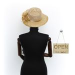 Fashion, accesorii si bijuterii - Femei - Accesorii femei - Caciuli si palarii femei - Palarie de soare, Dama, Buticcochet, din material textil, cu fundita si floare, Maro - PAL1571 - Infinity.ro